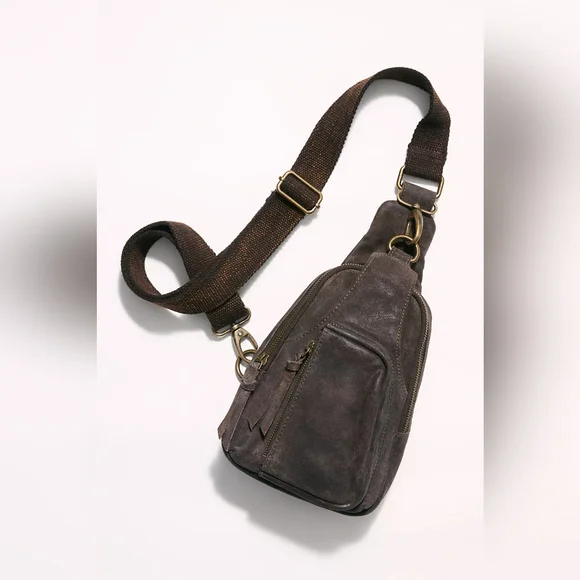 Free People Hudson Brown Sling Bag - Picture 1 of 8